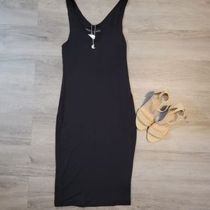 NEW HYFVE Black V-Neck Midi Dress